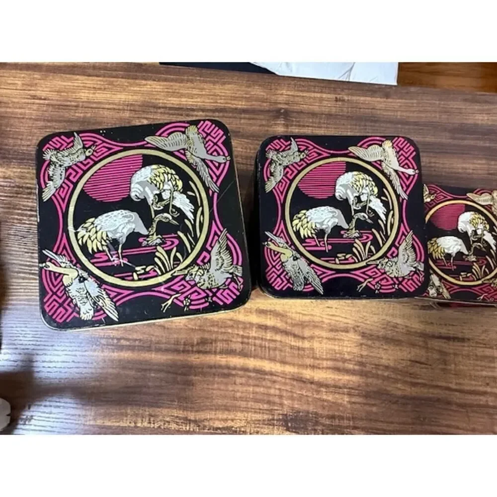 5 Vintage Grand Tea Company Canisters 1970s Metal Hong Kong
